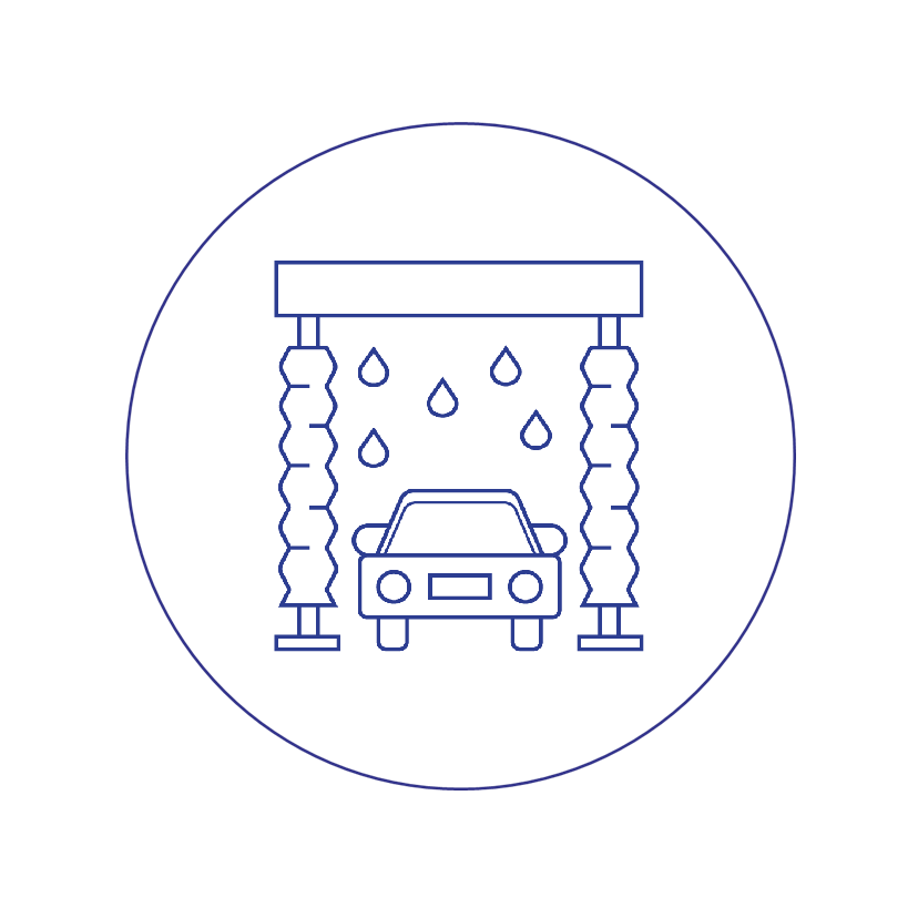 Iconen Q Vend Blauw Segment Carwash Cirkel