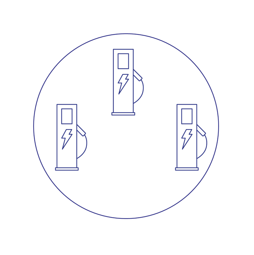 Iconen Q Vend Blauw Segment E Vcharging Cirkel