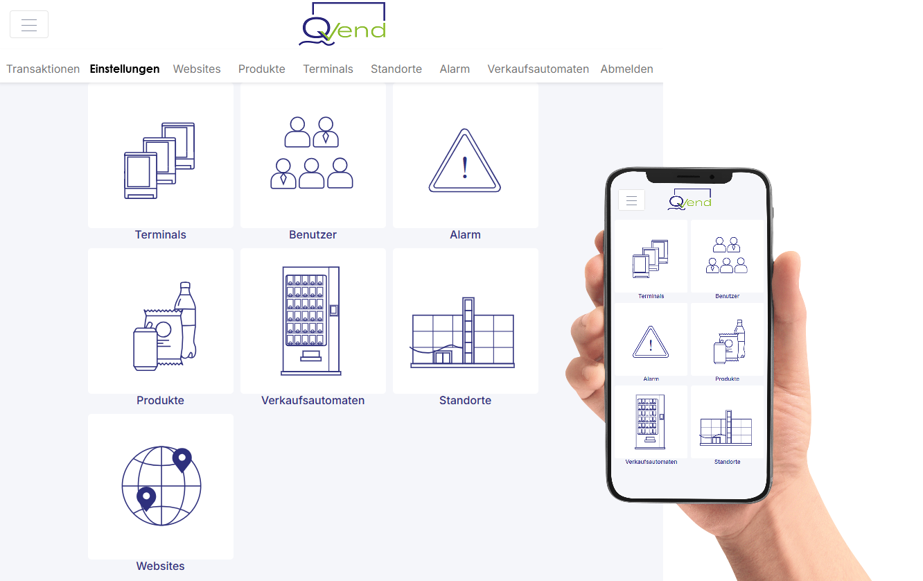 Qonnect Hoofdmenu DE Hand