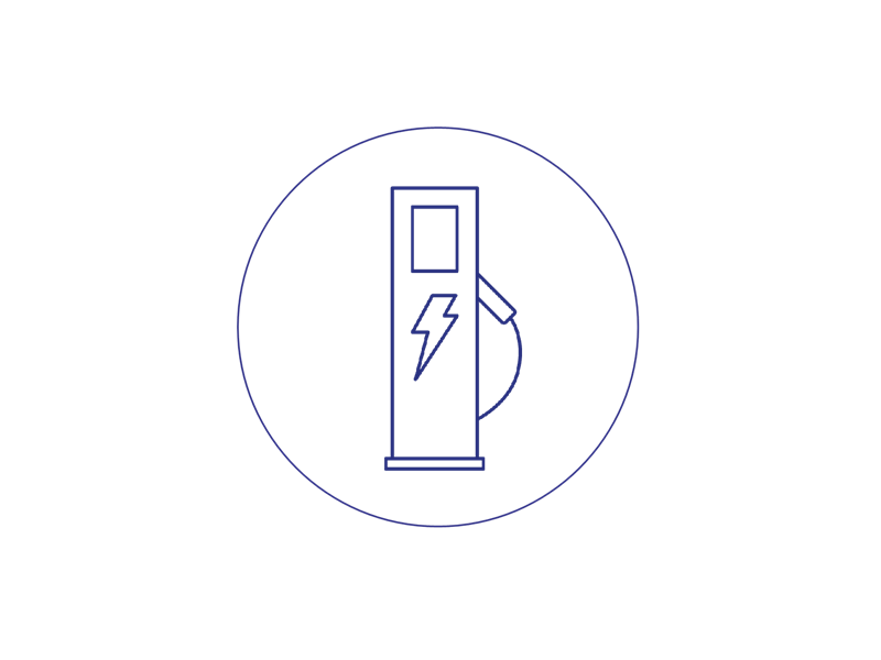 Iconen Q Vend Blauw Segment E Vcharging Cirkel Enkel 800